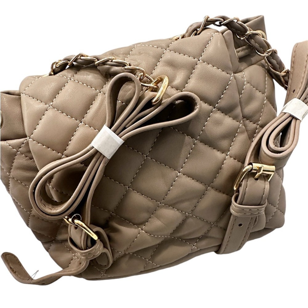 NWT Badgley Mischka Micro Mini Quilted Backpack Taupe